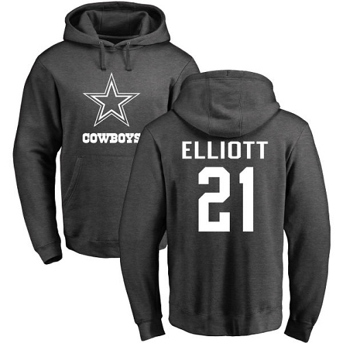Men Dallas Cowboys Ash Ezekiel Elliott One Color 21 Pullover NFL Hoodie Sweatshirts
